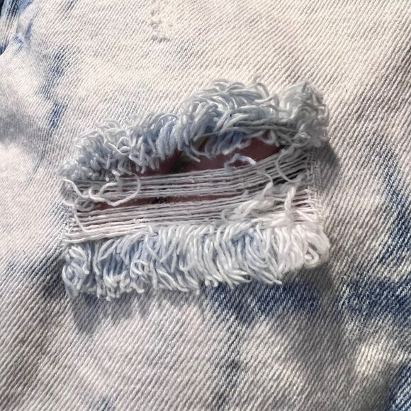 Organic Blue-Tie Dye-Distressed Jean/Denim Shorts-100% Cotton-Size 5/27-Bl/White - Picture 5 of 11
